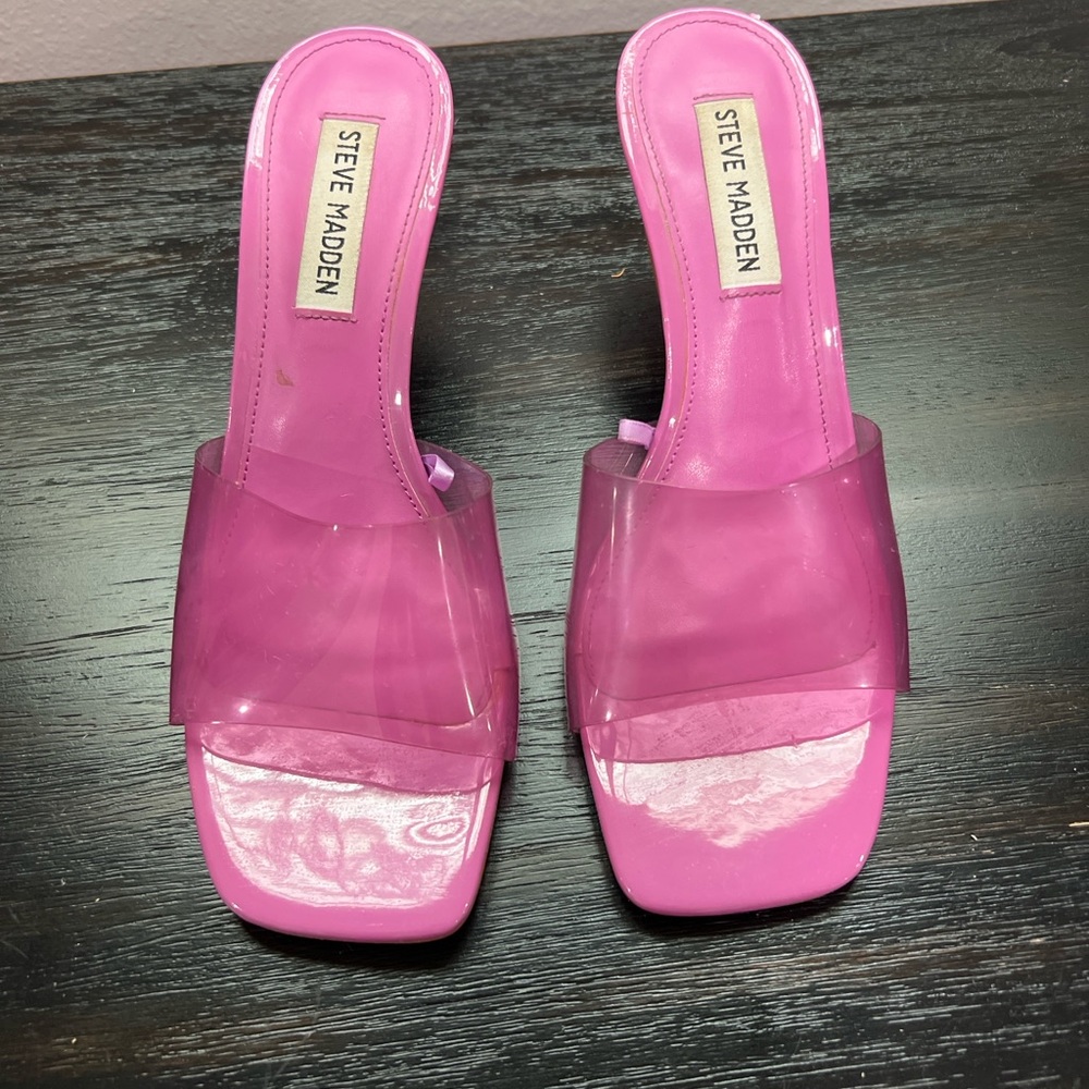Steve Madden Fuchsia PVC Heeled Mules 7.5